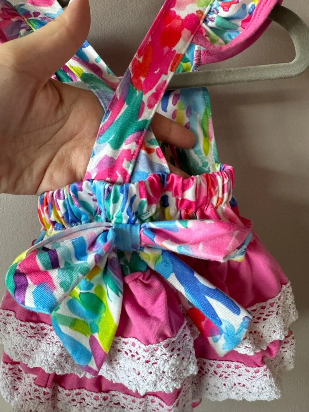 Abby‎ & Evie Baby Boutique Bright Watercolor Print Ruffle Bubble Romper 3 Months